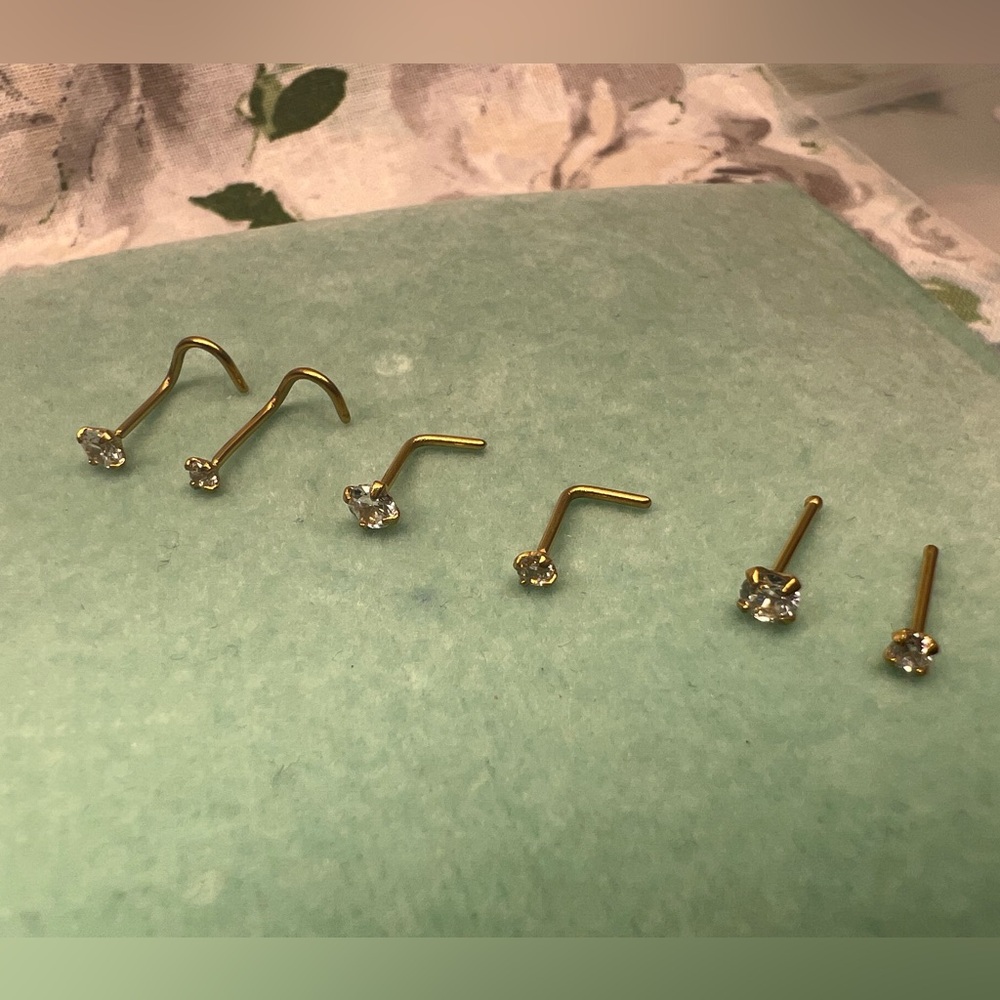 18g Stud Nose Ring Nose Screw Nose Bone Tiny Small Nose  Gold